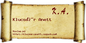 Klucsár Anett névjegykártya